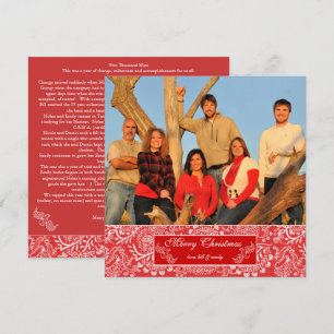 Christma Letter on Back Red Kerstfoto Kaart