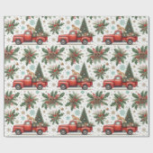 Christma Red Truck Dog & Holiday Greenery  Cadeaupapier (Vlak)