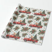 Christma Red Truck Dog & Holiday Greenery  Cadeaupapier (Uitgerold)