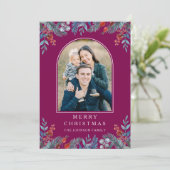 Christmas 1 Photo Arch Watercolor Botanical Feestdagenkaart (Staand voorkant)