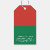 Christmas 1st Birthday Party Festive Red & Green Cadeaulabel (Achterkant)