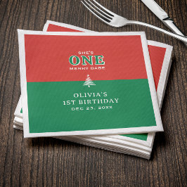 Christmas 1st Birthday Party Festive Red & Green Servet