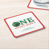 Christmas 1st Birthday Party Merry Ornament Kartonnen Onderzetters (Schuin)