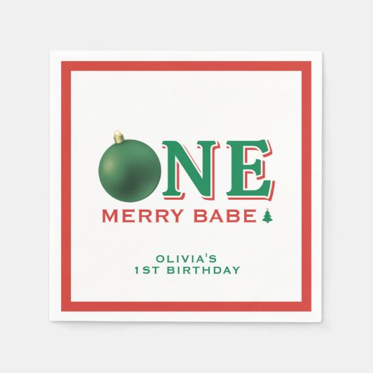 Christmas 1st Birthday Party Merry Ornament Servet (Voorkant)