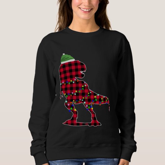 Christmas 2020 Buffalo Plaid Dino Rex Trui (Voorkant)