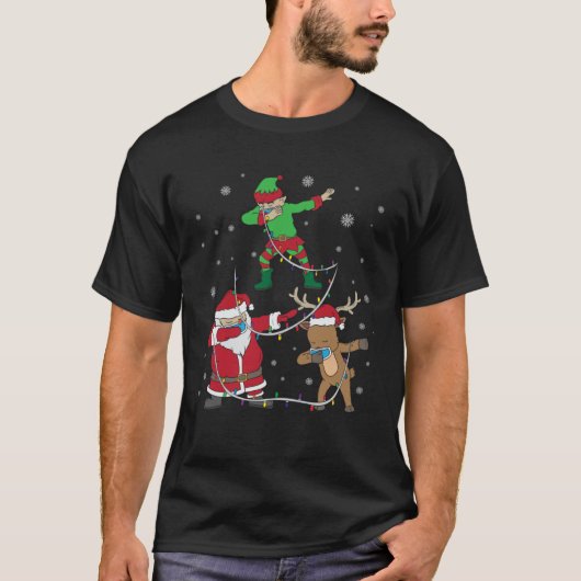 Christmas 2020 Dabbing Santa Elf Reindeer Face Mas T-shirt (Voorkant)