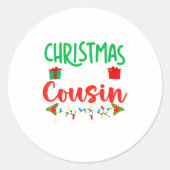 Christmas 2025 Cousin Crew Pajama Xmas Lights Fami Ronde Sticker (Voorkant)