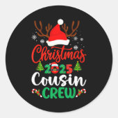 Christmas 2025 Cousin Crew Pajamas Xmas Lights Fam Ronde Sticker (Voorkant)