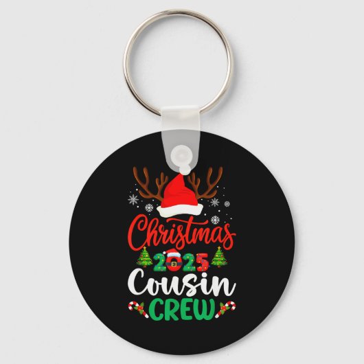 Christmas 2025 Cousin Crew Pajamas Xmas Lights Fam Sleutelhanger (Voorkant)