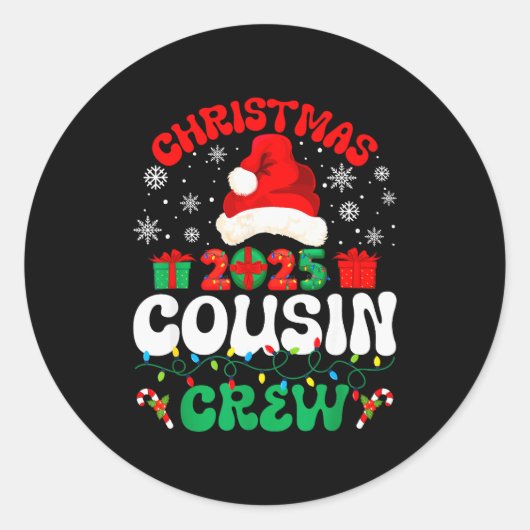 Christmas 2025 Cousin Crew Xmas Funny Matching Fam Ronde Sticker (Voorkant)