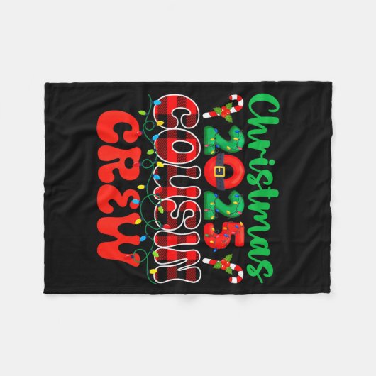 Christmas 2025 Cousin Crew Xmas Lights Family Reun Fleece Deken (Voorkant (Horizontaal))