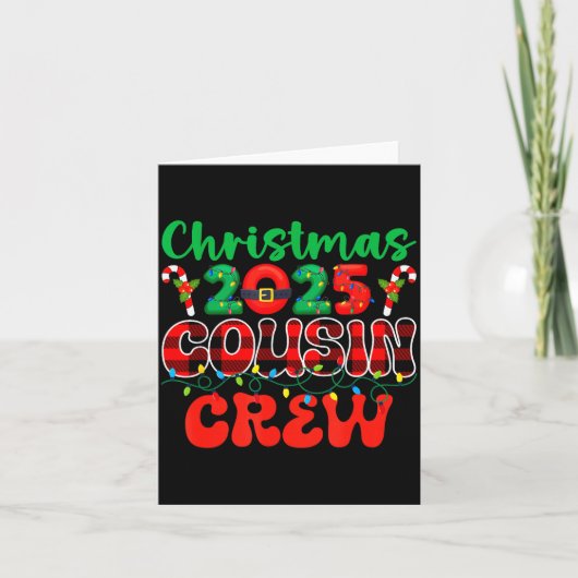 Christmas 2025 Cousin Crew Xmas Lights Family Reun Kaart (Voorkant)