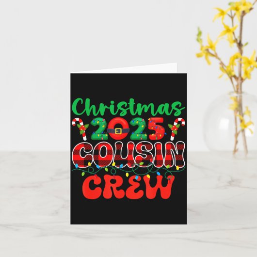 Christmas 2025 Cousin Crew Xmas Lights Family Reun Kaart (Gele Bloem)
