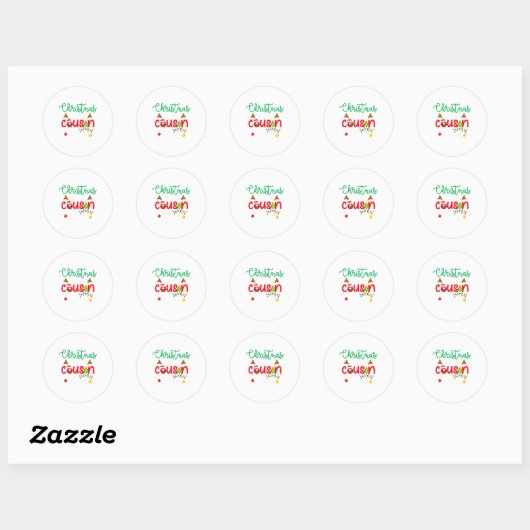 Christmas 2025 Cousin Crew Xmas Lights Matching Fa Ronde Sticker (Vel)
