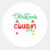 Christmas 2025 Cousin Crew Xmas Lights Matching Fa Ronde Sticker (Voorkant)