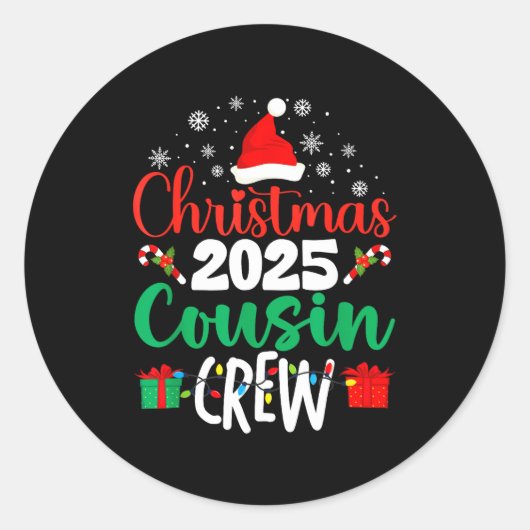 Christmas 2025 Cousin Crew Xmas Matching Family Gr Ronde Sticker (Voorkant)