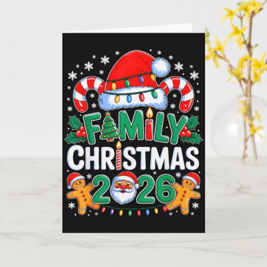 Christmas 2026 Family Matching Xmas Team Santa Squ Kaart (Gele Bloem)