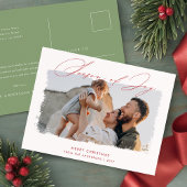 Christmas 2 Photo Sage Green Modern Script Briefkaart