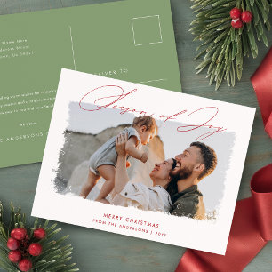 Christmas 2 Photo Sage Green Modern Script Briefkaart