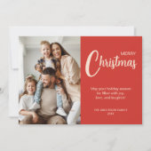 Christmas 2 Photos Family Red Feestdagenkaart (Voorkant)