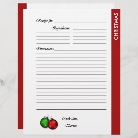 CHRISTMAS 2-zijdig Recipe Pages (Voorkant / Achterkant)