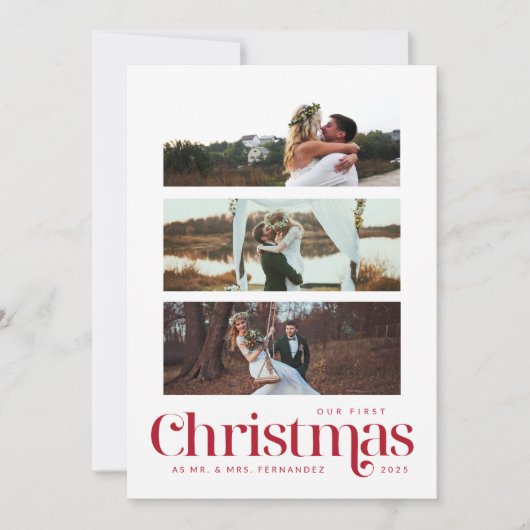 Christmas 3 Photo Collage Holiday Kaart (Voorkant)