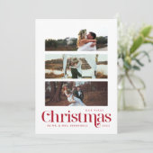 Christmas 3 Photo Collage Holiday Kaart (Staand voorkant)