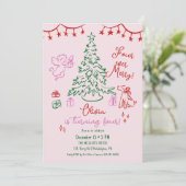 Christmas 4th birthday whimsical tree aankondiging (Staand voorkant)