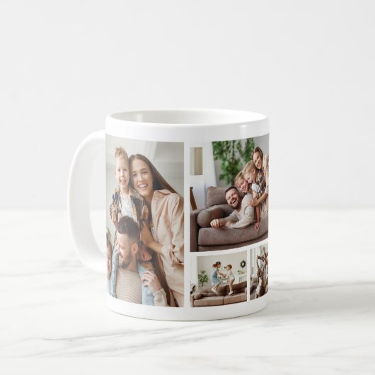 Christmas 5 Photos Collage Family Koffiemok (Voorkant links)
