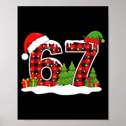 Christmas 67 Buffalo Plaid Six Seven Santa &amp; E Poster (Voorkant)
