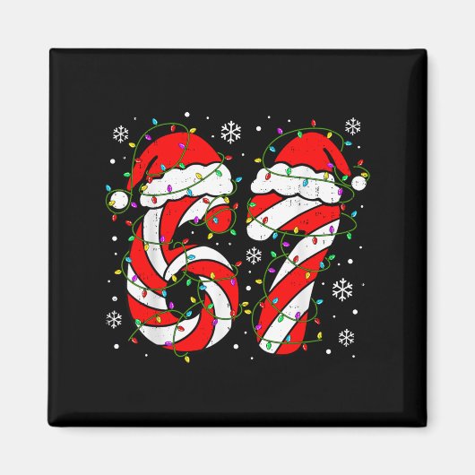 Christmas 67 Candy Cane Six Seven Meme Lights Sant Magneet (Voorkant)