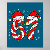 Christmas 67 Candy Cane Six Seven Meme Lights Sant Poster (Voorkant)