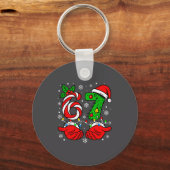 Christmas 67 Candy Cane Six Seven Meme Lights Sant Sleutelhanger (Voorkant)