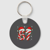 Christmas 67 Candy Cane Six Seven Meme Lights Sant Sleutelhanger (Voorkant)