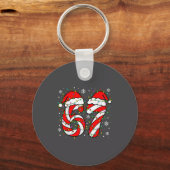 Christmas 67 Candy Cane Six Seven Meme Lights Sant Sleutelhanger (Voorkant)