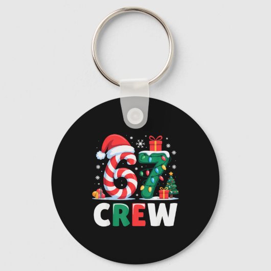 Christmas 67 Crew Brainrot Funny Candy Cane Lights Sleutelhanger (Voorkant)