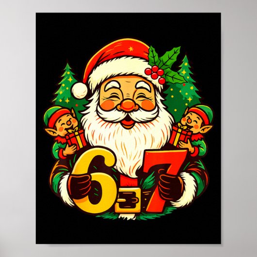 Christmas 67 Funny Xmas Santa Six Seven Meme Gen A Poster (Voorkant)
