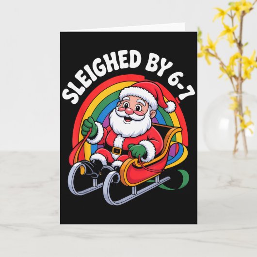 Christmas 67 Funny Xmas Six Seven Ugly Sweater 6-7 Kaart (Gele Bloem)