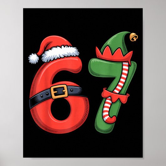 Christmas 67 Meme 67 Santa Elf - Six Seven  Poster (Voorkant)