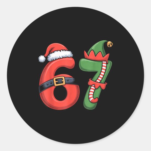 Christmas 67 Meme 67 Santa Elf - Six Seven  Ronde Sticker (Voorkant)