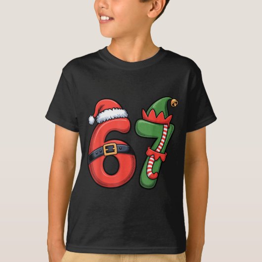 Christmas 67 Meme 67 Santa Elf - Six Seven  T-shirt (Voorkant)