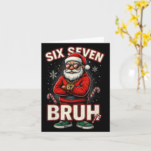 Christmas 67 Meme Design Funny Six Seven Hands 6 7 Kaart (Gele Bloem)