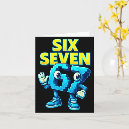 Christmas 67 Meme Design Funny Six Seven Hands 6 7 Kaart (Gele Bloem)