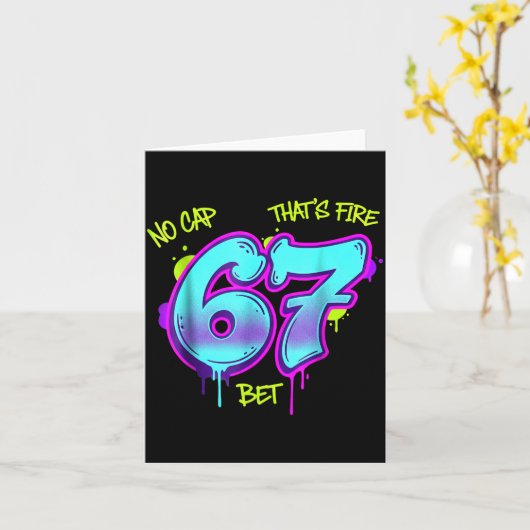 Christmas 67 Meme Design Funny Six Seven Hands 6 7 Kaart (Gele Bloem)