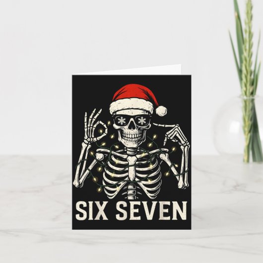 Christmas 67 Meme Skeleton With Santa Hat For Men  Kaart (Voorkant)