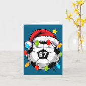 Christmas 67 Meme Soccer Ball Santa Hat Funny Xmas Kaart (Gele Bloem)