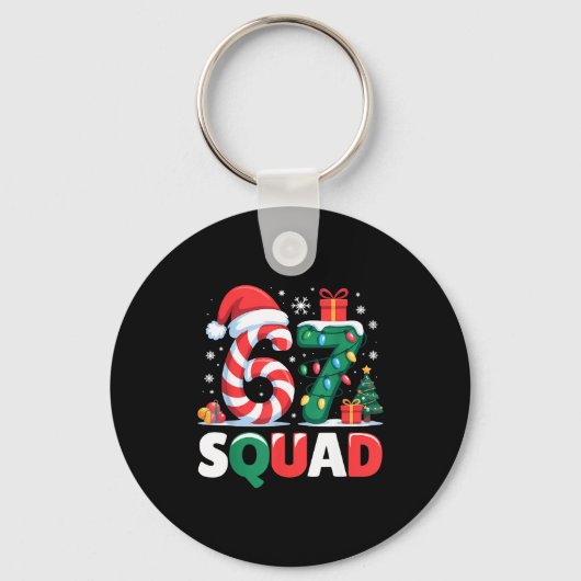 Christmas 67 Squad Brainrot Funny Candy Cane Light Sleutelhanger (Voorkant)