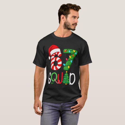 Christmas 67 Squad Funny Candy Cane And Lights Xma T-shirt (Voorkant volledig)