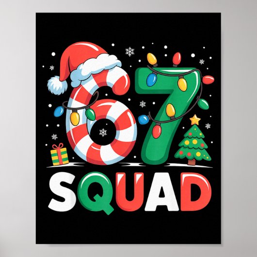 Christmas 67 Squad Funny Candy Cane Lights Holiday Poster (Voorkant)
