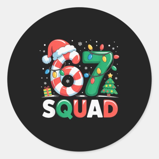 Christmas 67 Squad Funny Candy Cane Lights Holiday Ronde Sticker (Voorkant)